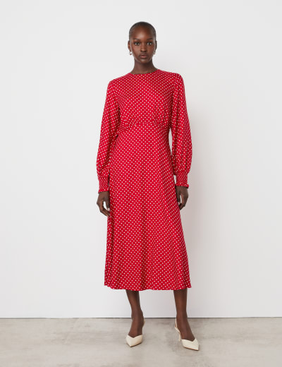 Red polka dot skater dress cheap