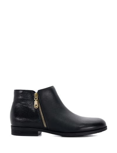 Wide Fit Leather Croc Flat Ankle Boots Dune London M S