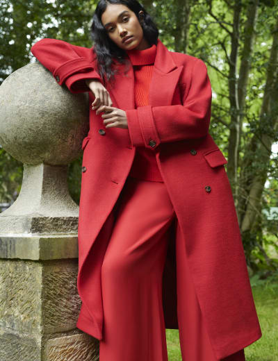 Wool Rich Longline Wrap Coat with Cashmere Ted Baker M S