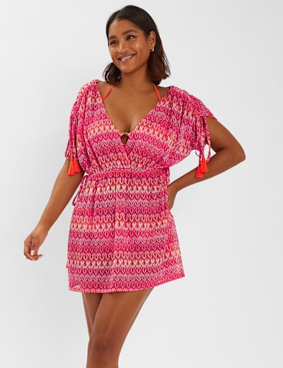 Printed V-Neck Midaxi Waisted Kimono Dress | Monsoon | M&S