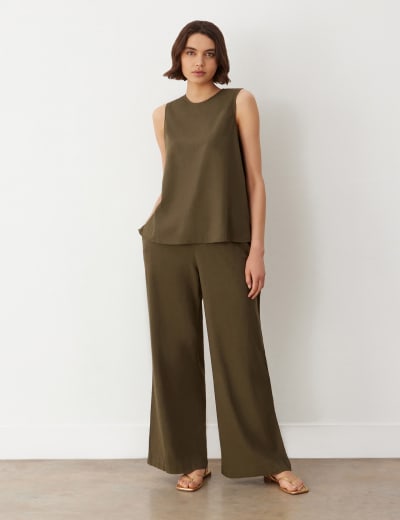 Linen Blend Wide Leg Trousers M S Collection M S