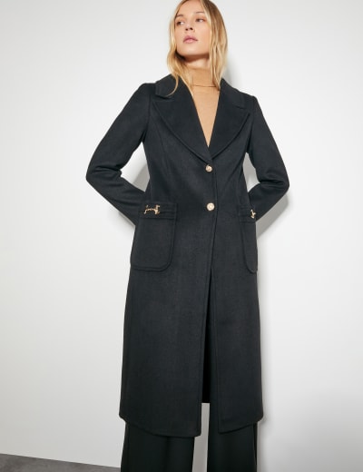 Textured Detachable Scarf Wrap Coat M S Collection M S