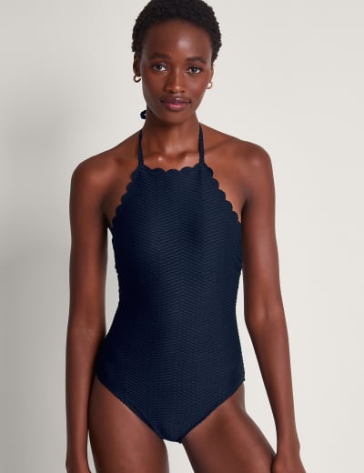 Padded Scallop Plunge Swimsuit M S Collection M S
