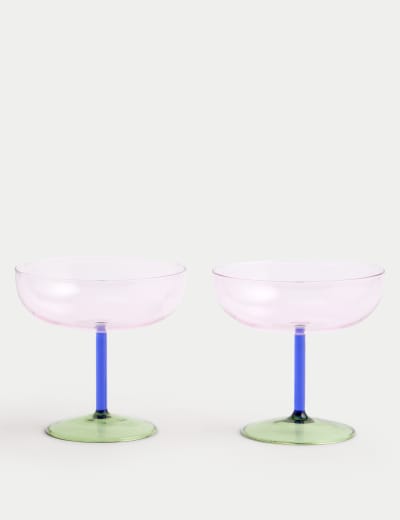 Set of 2 Two Tone Coupe Glasses M S Collection M S