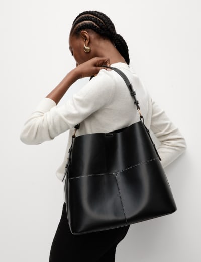 Faux Leather Shoulder Bag M S Collection M S