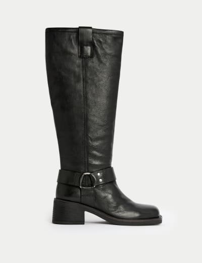 Leather Block Heel Knee High Boots Dune London M S