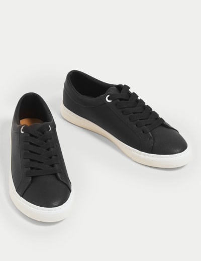 M&s leather lace up trainers shop