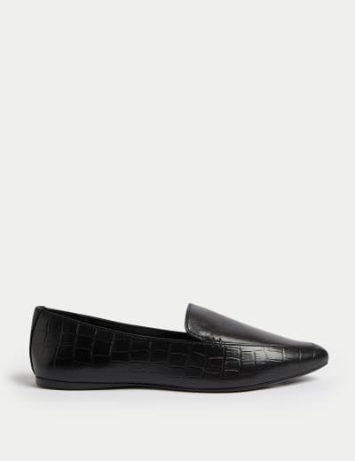 Leather Square Toe Ballet Pumps M S Collection M S