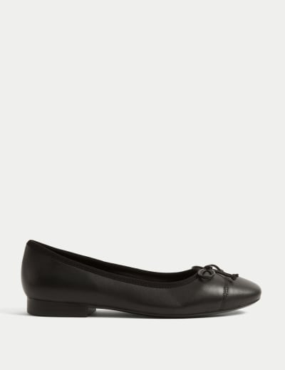 Wide Fit Leather Ballet Pumps M S Collection M S