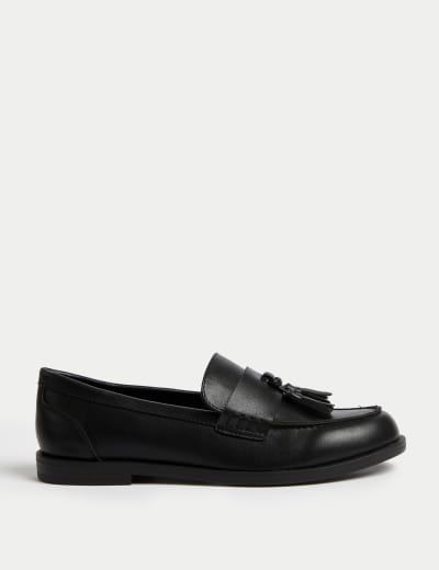 Wide Fit Leather Slip On Flat Loafers M S Collection M S