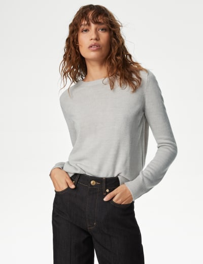 Pure Merino Wool Crew Neck Jumper M S Collection M S