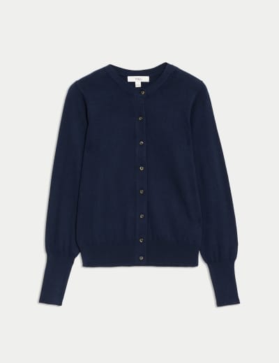 Pure Merino Wool Crew Neck Cardigan M S Collection M S