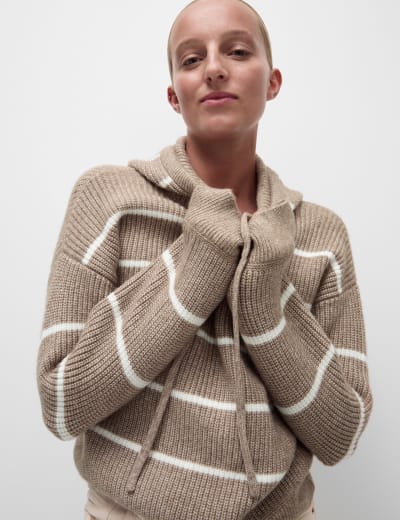 Crew Neck Cable Knit Fringe Jumper M S Collection M S
