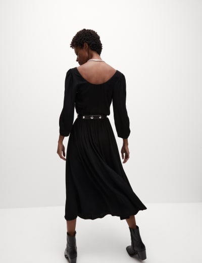 Pure Cotton V Neck Midi Tiered Dress Finery London M S