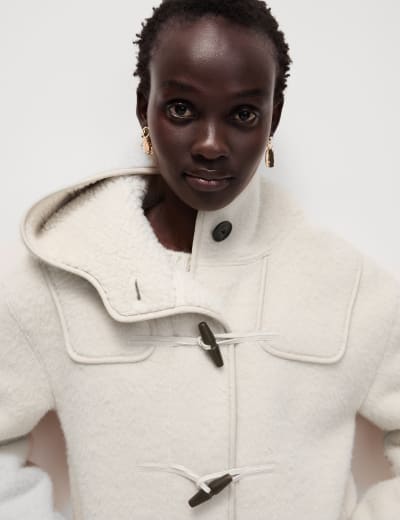 Faux Fur Collared Longline Coat M S Collection M S