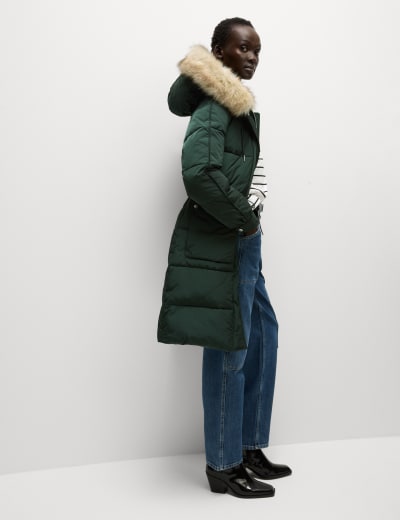 Faux Fur Collarless Short Coat M S Collection M S
