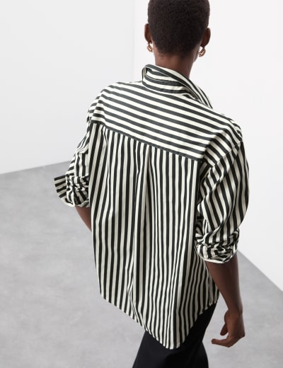 Pure Cotton Striped Longline Shirt M S Collection M S