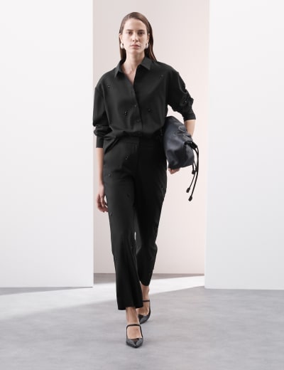 M&s black cropped trousers store