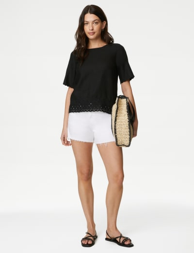 Pure Cotton Embroidered V-Neck Blouse | M&S Collection | M&S