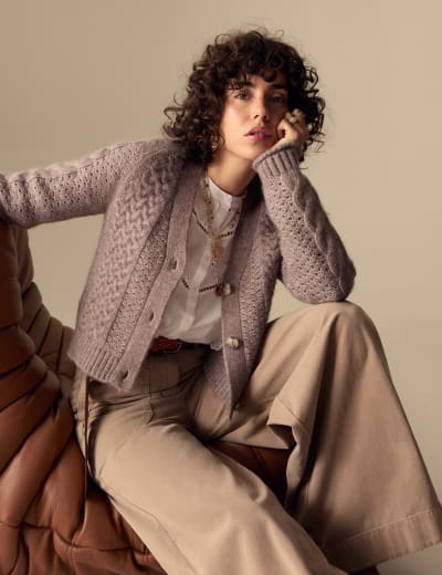 Ribbed Textured Button Front Cardigan Per Una M S