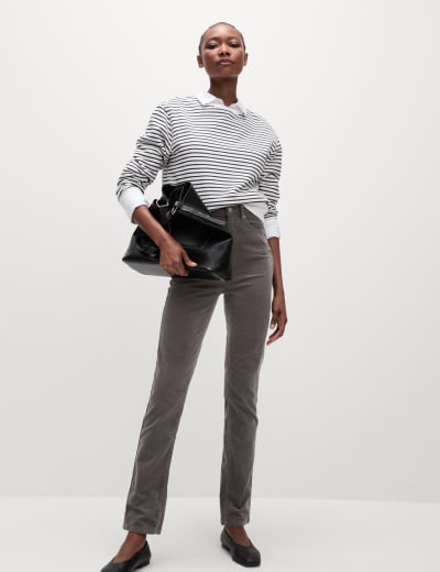 M&s black cropped trousers sale