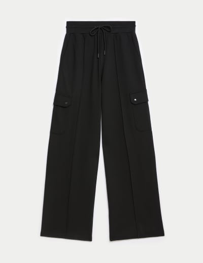 Cotton Rich Brushed Wide Leg Joggers M S Collection M S