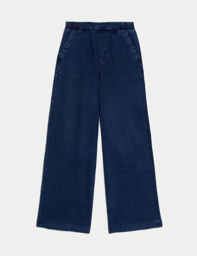 【HONIZ】Pad Pintuck Denim Pants Jeansy Pinko Wanda Typu Wide Leg Niebieskie - EGO IST IN