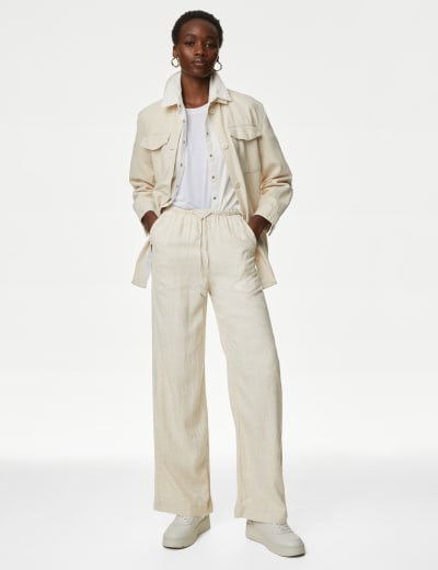 M&s white cropped trousers shop