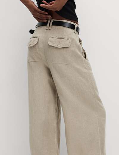 White linen trousers marks and spencer hotsell