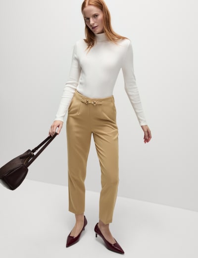 Cotton Blend Slim Fit Cropped Trousers M S Collection M S