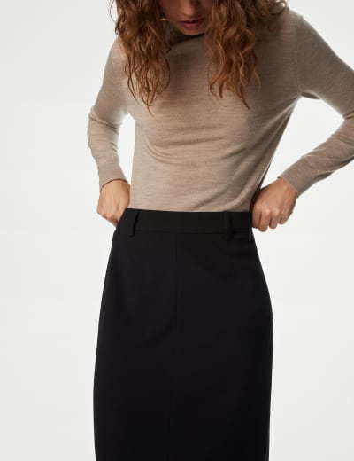 Jersey Knee Length Pencil Skirt M S Collection M S
