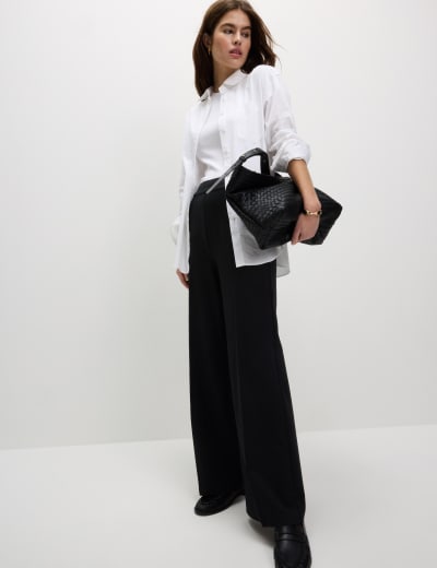 Linen Blend Wide Leg Trousers M S Collection M S