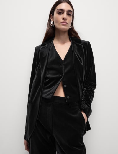 Velvet Tailored Single Breasted Blazer M S Collection M S