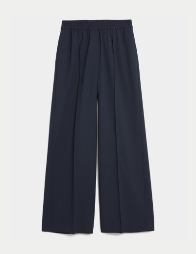 Crepe Tab Detail Wide Leg Trousers M S Collection M S