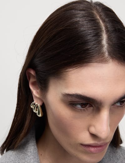 Stud earring with hoop hotsell