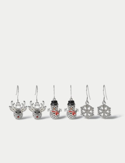Christmas Silver Tone Tree Drop Earrings M S Collection M S