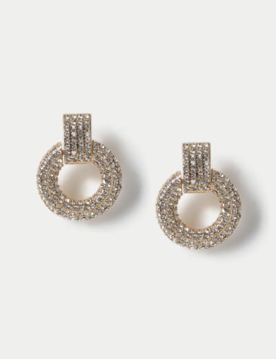 Silver Tone Elongated Wave Hoop Earrings M S Collection M S