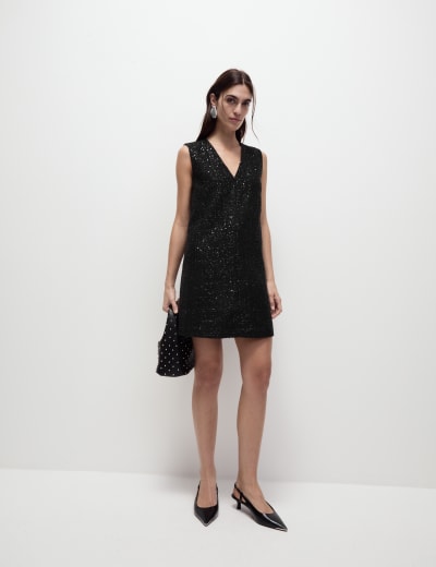 Velvet Collared Mini Column Dress M S Collection M S