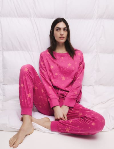Fleece Printed Pyjama Set M S Collection M S