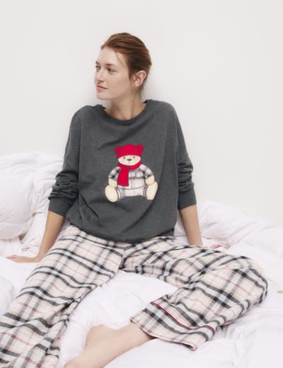 Pure Cotton Checked Pyjama Bottoms Cyberjammies M S
