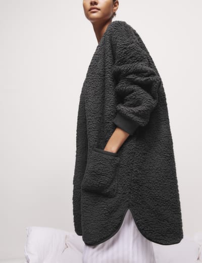 Teddy Fleece Hooded Lounge Cardigan M S Collection M S