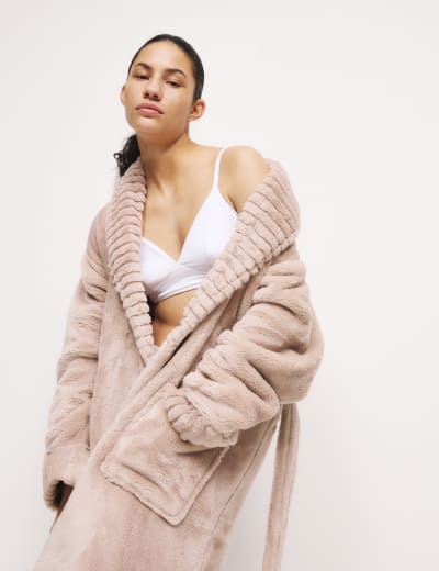Rosie for autograph luxury fleece hooded dressing gown 2025