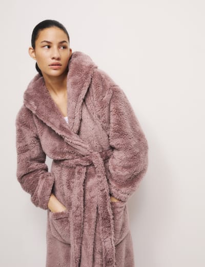 Fluffy Heart Print Short Dressing Gown Boux Avenue M S