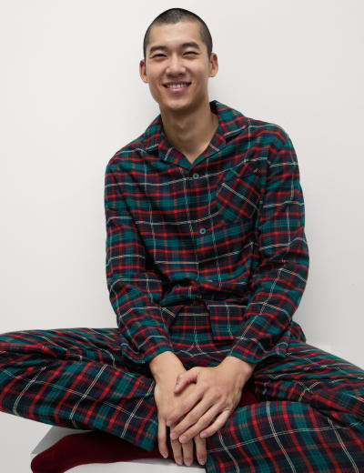 Men s Checked Family Christmas Pyjama Set M S Collection M S
