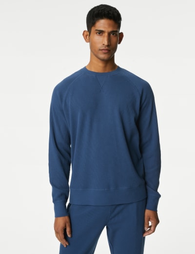 Pure Cotton Waffle Loungewear Sweatshirt M S Collection M S