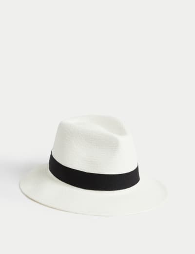 Textured Broad Brim Ambassador Hat M S Collection M S
