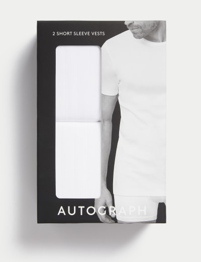 2pk Supima Cotton Drop Needle Sleeveless Vest Box Autograph M S