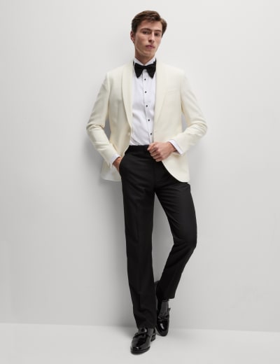 Regular Fit British Pure Wool Tuxedo Trousers M S SARTORIAL M S