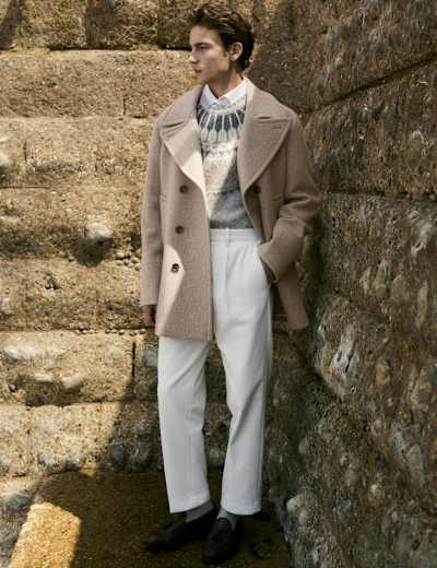 FOLL】super130s wool-cashmere rever coat Cashmere wool coat with