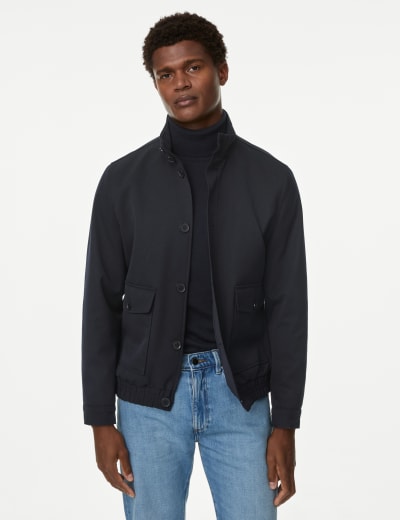 Cotton Blend Harrington Jacket with Stormwear M S Collection M S